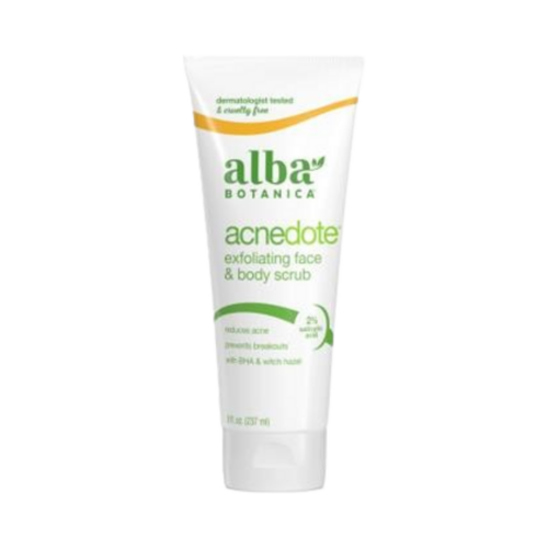 Alba Botanica ACNEdote Face and Body Scrub on white background
