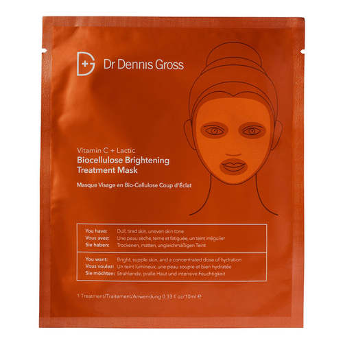 Dr Dennis Gross C Lactic Brightening Biocellulose Treatment Mask, 4 sheets Dr Dennis Gross C Lactic Brightening Biocellulose Treatment Mask on white background