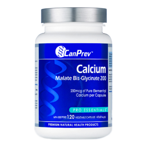 CanPrev Calcium Malate Bis-Glycinate 200, 120 capsules CanPrev Calcium Malate Bis-Glycinate 200 on white background