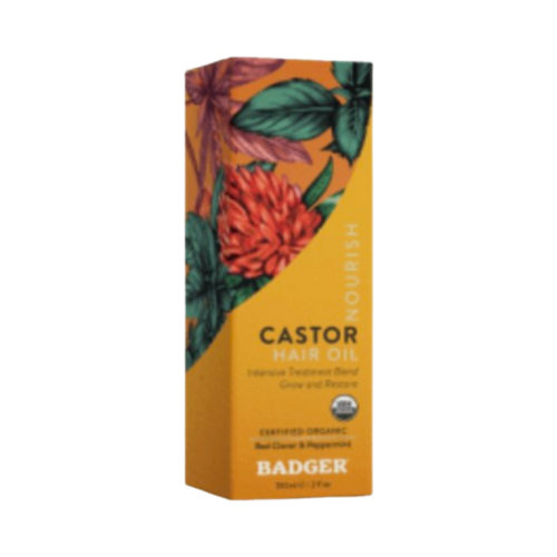 Badger Balms Castor Hair Oil on white background