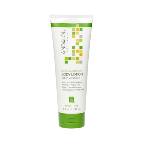 Andalou Naturals Citrus Sunflower Uplifting Body Lotion on white background