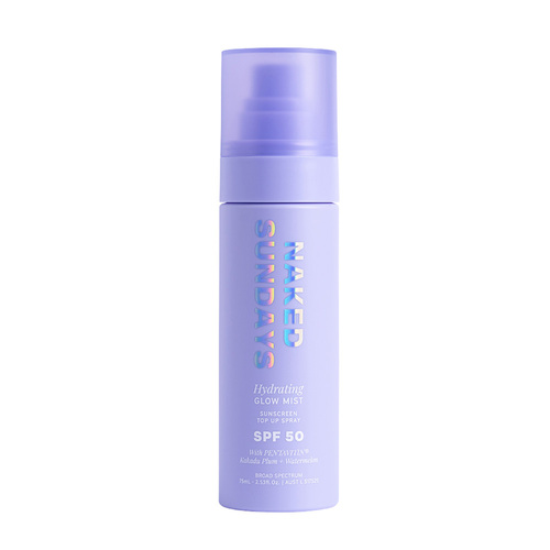 Naked Sundays Hydrating Glow Mist Sunscreen Top Up Spray SPF50 (Travel Size), 30ml/1.01 fl oz Naked Sundays Hydrating Glow Mist Sunscreen Top Up Spray SPF50 (Travel Size) on white background
