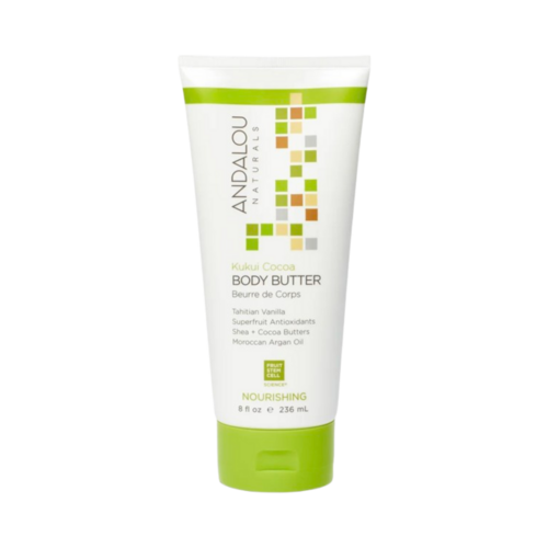 Andalou Naturals Kukui Cocoa Nourishing Body Butter on white background