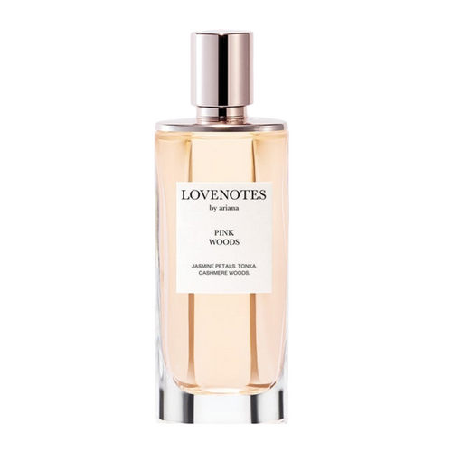 Ariana Grande Lovenotes Pink Woods EDP on white background