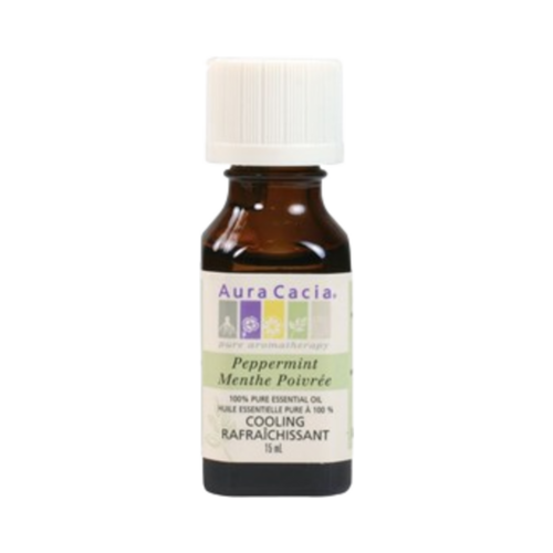Aura Cacia Peppermint Oil on white background