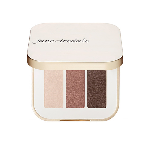 jane iredale PurePressed Eye Shadow Triple - Brown Sugar on white background
