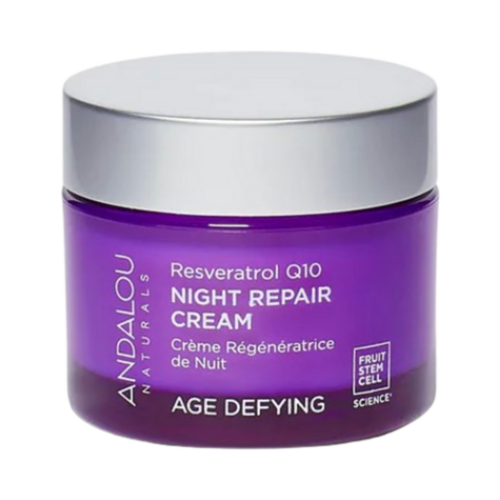 Andalou Naturals Resveratrol Q10 Night Repair Cream on white background