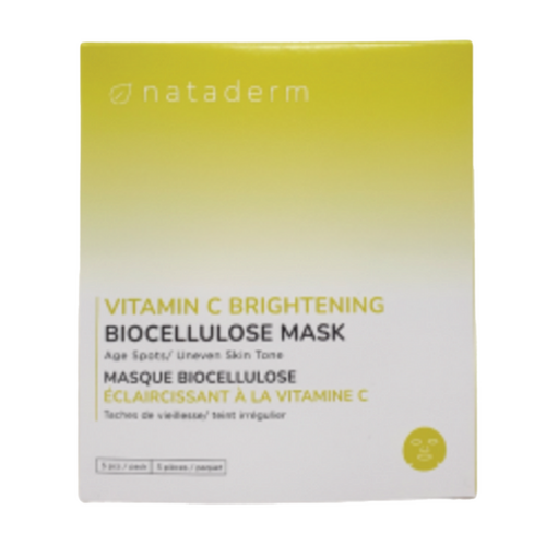 Nataderm Vitamin C Brightening Biocellulose Mask, 5 pieces Nataderm Vitamin C Brightening Biocellulose Mask on white background
