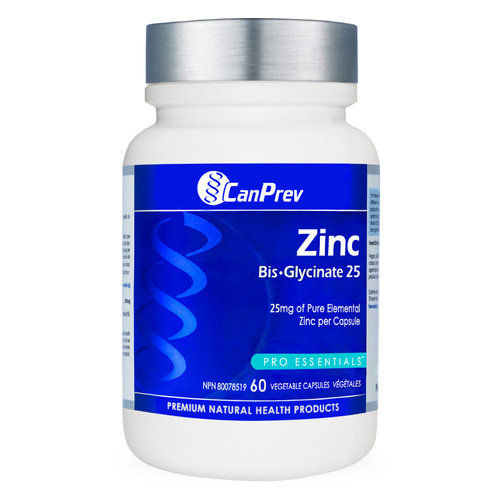 CanPrev Zinc Bis-Glycinate 25 on white background
